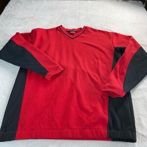 Vintage Nike Golf Sports Fleece Lined Pullover Large Red Black Nike Fit Therma